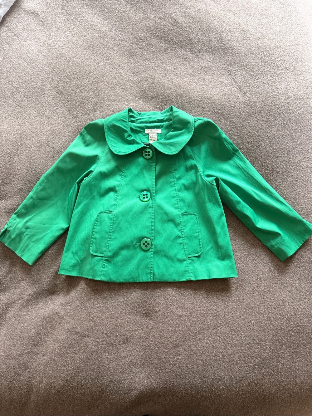 Vertigo Paris Green Cropped Button Jacket